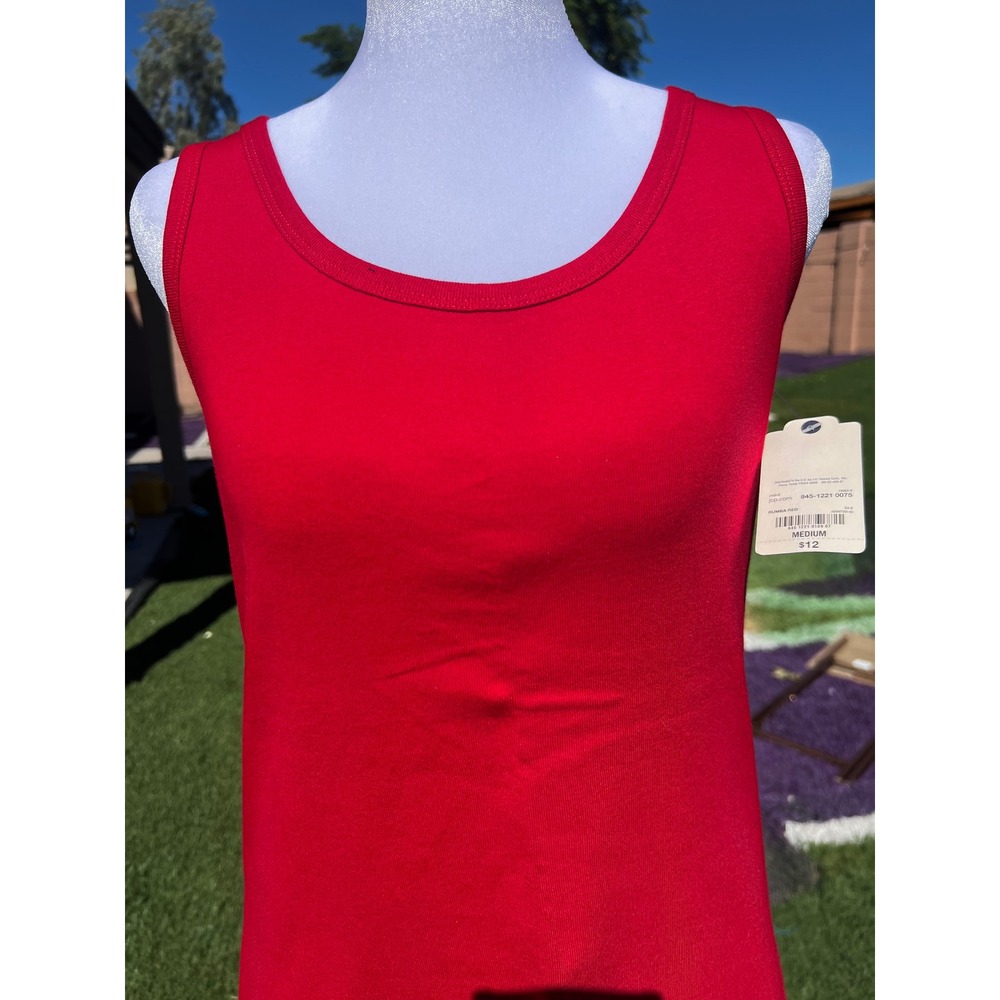 St Johns Bay Womens Rumba Red 100% Cotton Scoop Neck Tank Top NWT Medium